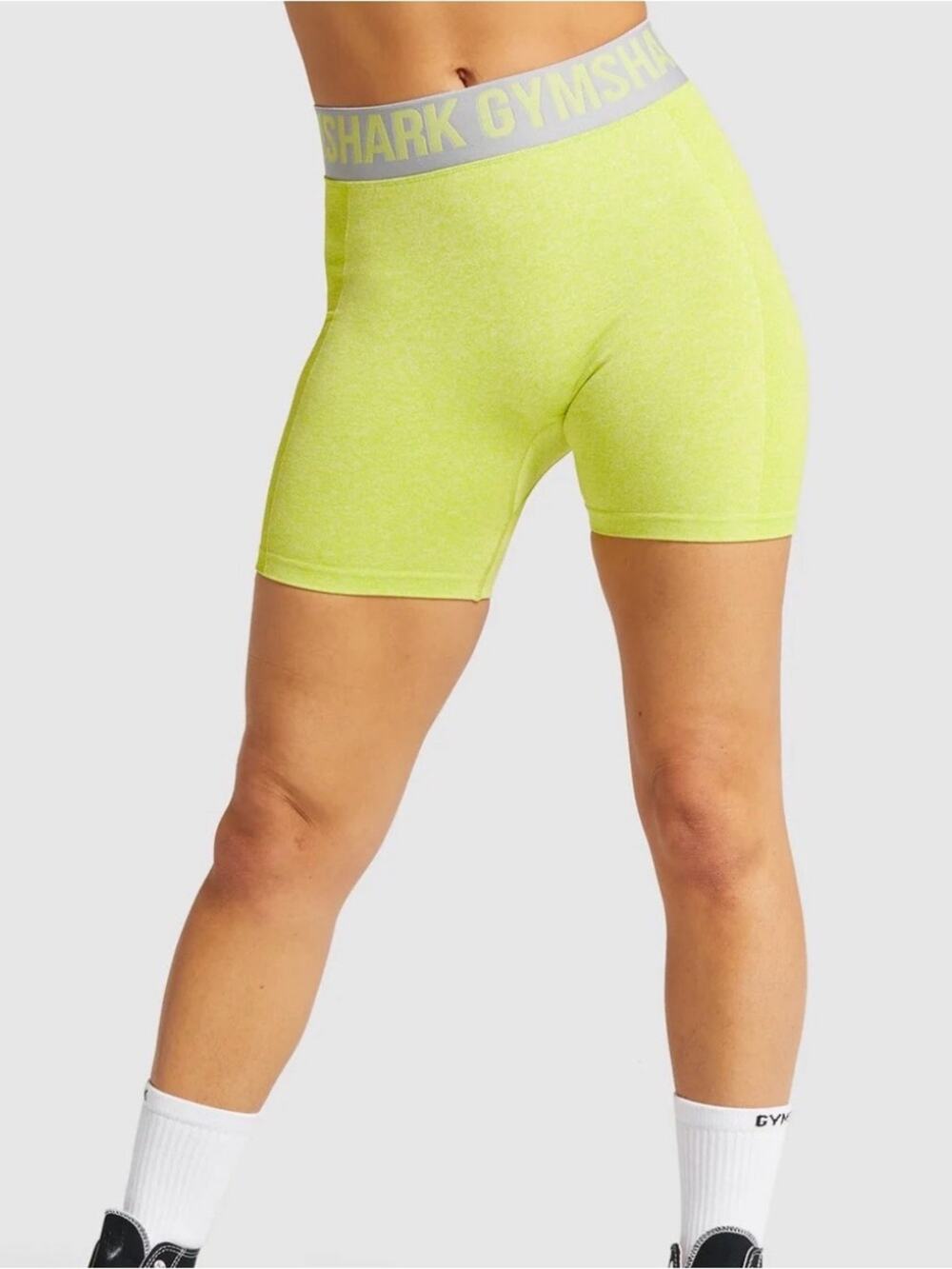 Gymshark Flex Shorts in Lime and Light Gray